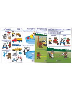 Pushing, Pulling & Moving Bulletin Board Chart Set of 5 - Early Childhood Spanish Edition